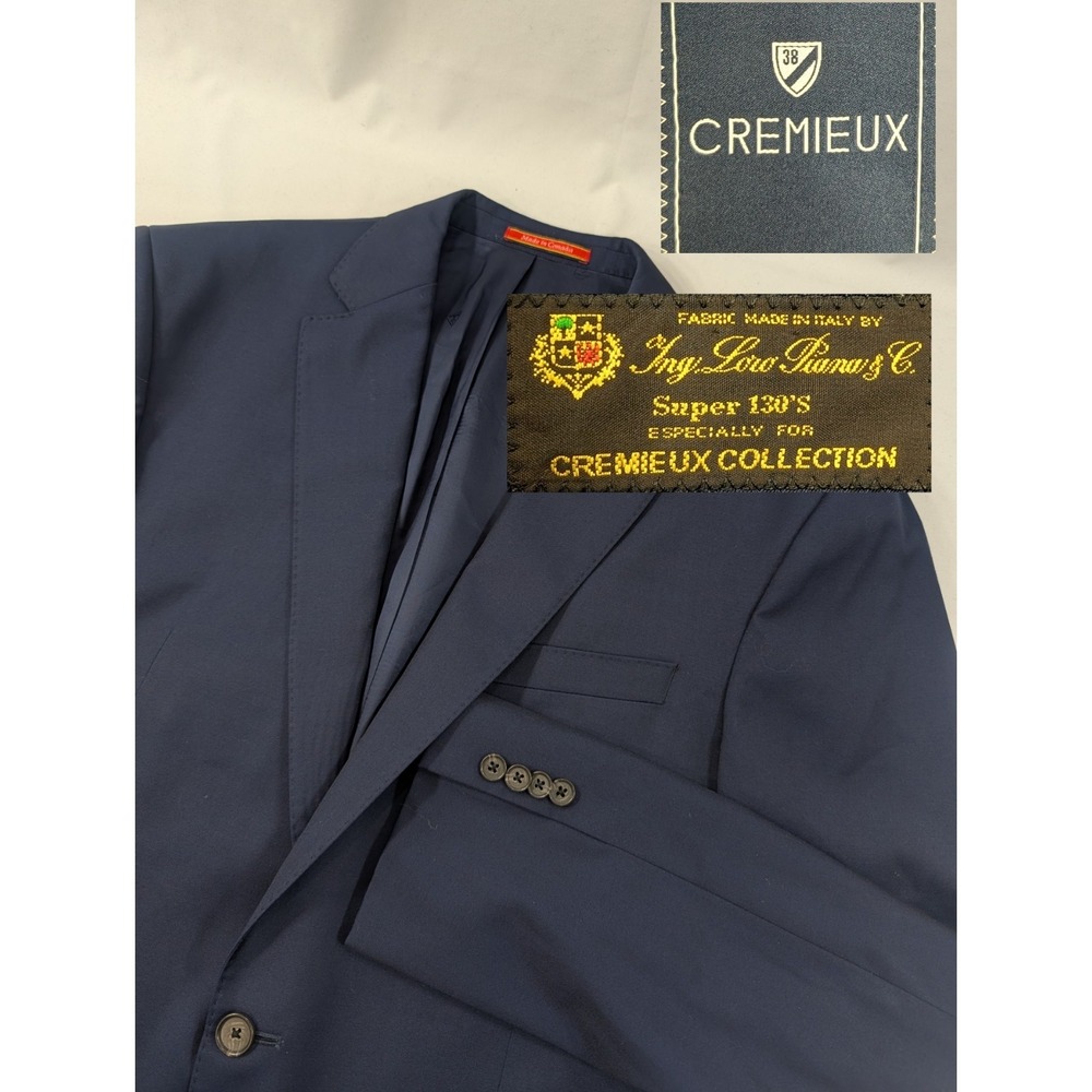 Daniel‎ Cremieux Blazer Sport  Jacket Loro Piana 130s 44L 48"  Blue Crosshatched